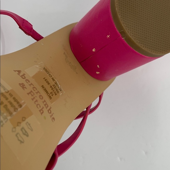 Abercrombie & Fitch strappy slide sandal shoe pink fuschia heel square toe 12 - Picture 7 of 7
